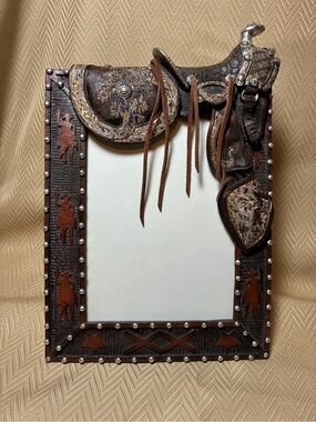 Western Cowboy Leather Saddle 5x7 picture Frame